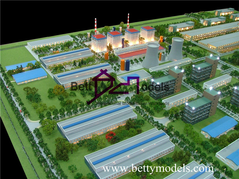 architectonische modellen van elektriciteitsfabrieken